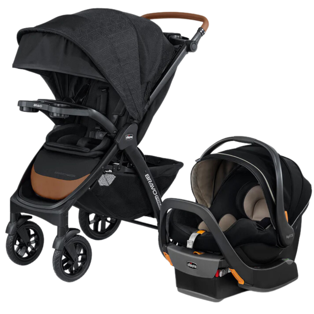 a baby stroller with a black background